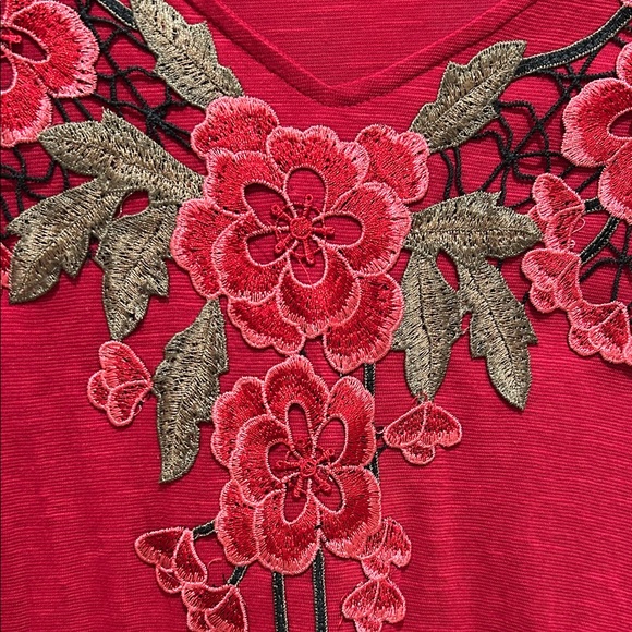 Rebecca Malone Red Floral Embroidered Blouse - Picture 5 of 6